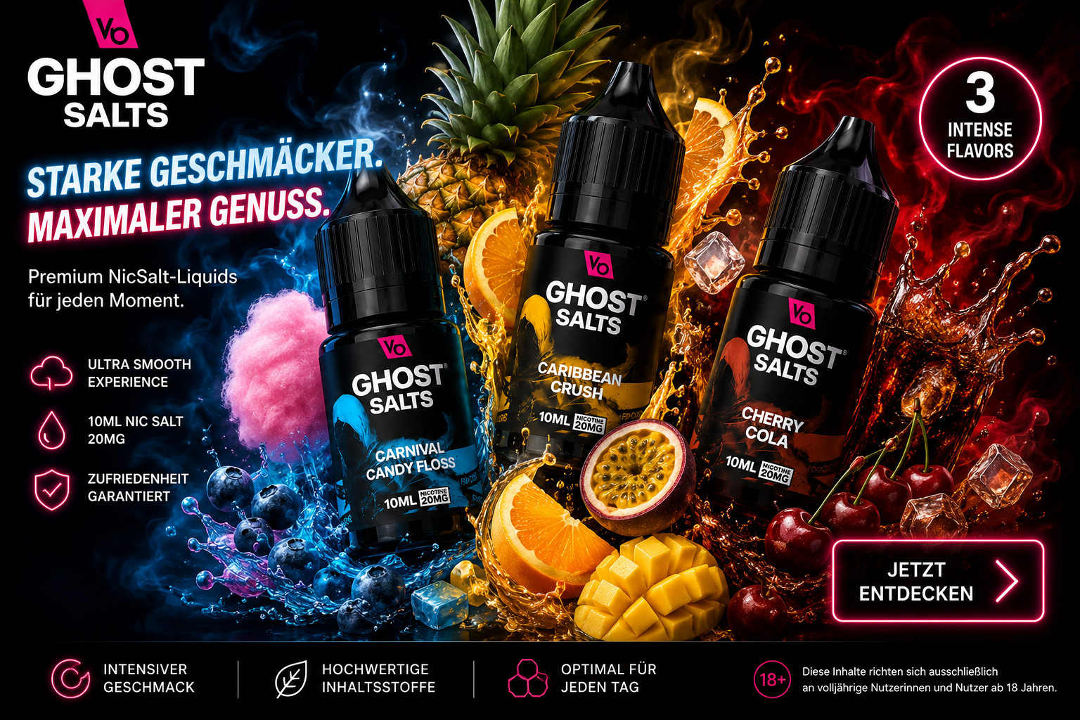 Ghost Salts Verpackung und Sorten